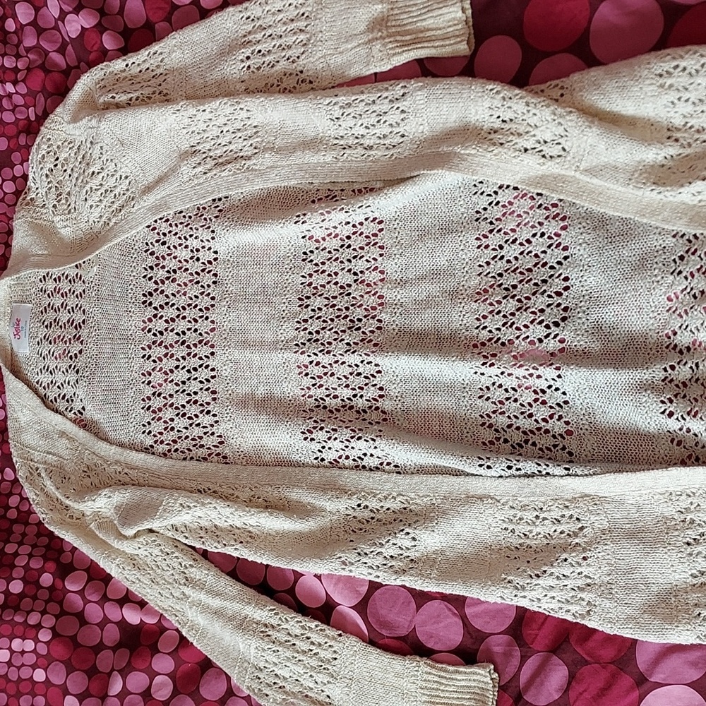 Justice 10 Long Cream Cardigan